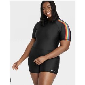 Humankind X Target Pride Unitard Swimsuit Size L  Rainbow Modest LGBTQ